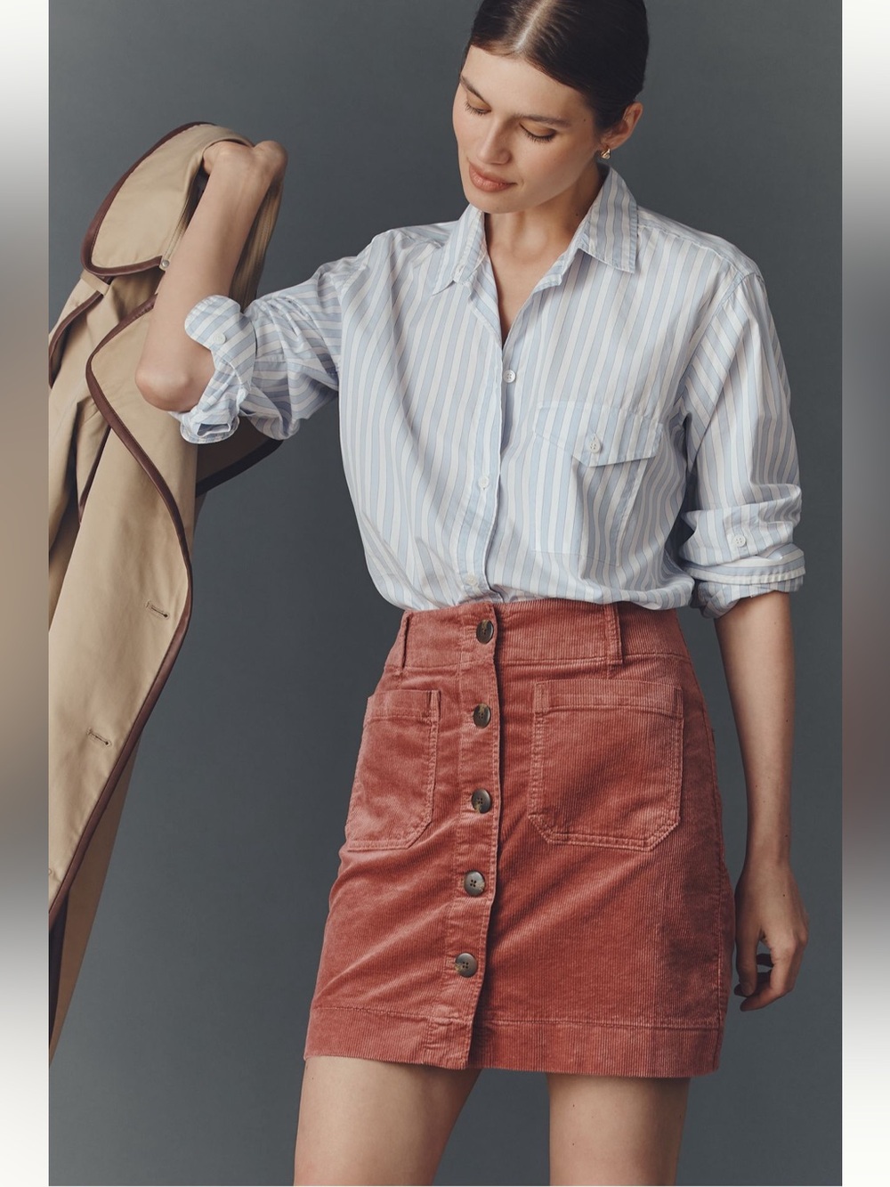 Anthropologie Maeve Collette Rose Corduroy Mini Skirt - Size XS -BNWT